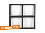 Zwart metalen raam vast vierkant, 50x50x5cm, dubbelglas